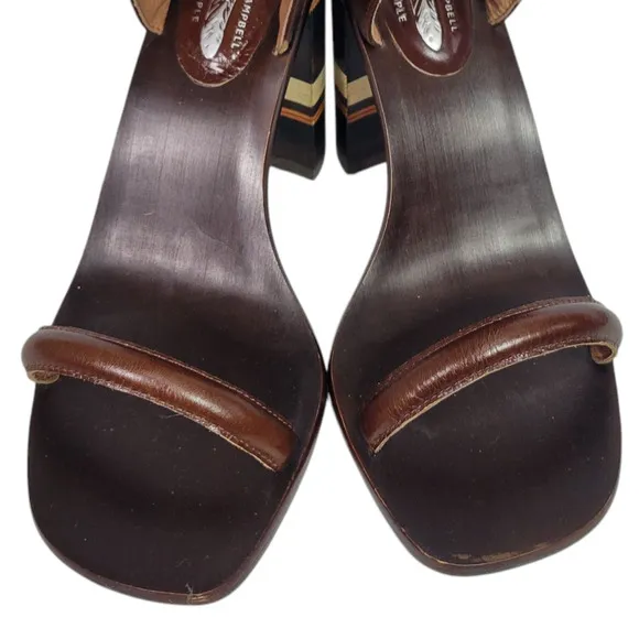 Free People Cabana Heels Brown Jeffrey Campbell Leather Sandals Wooden Block 7