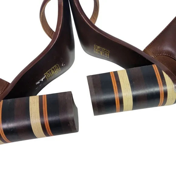 Free People Cabana Heels Brown Jeffrey Campbell Leather Sandals Wooden Block 7