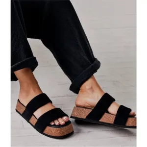 FREE PEOPLE Fairmount Flared Sandals / Black