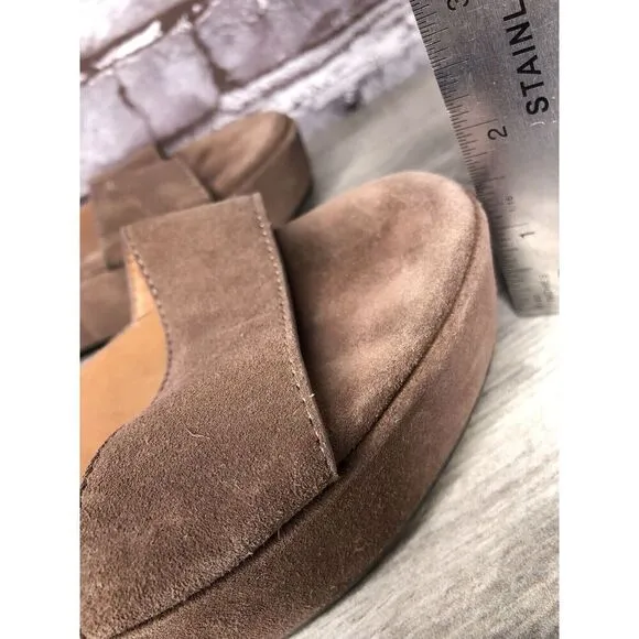 Free People Plum Taupe Suede Platform Ankle Strap Sandals Women Sz 38EU/7.5M US