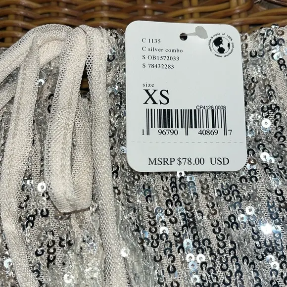 FREE PEOPLE Rush Half Slip Mini Skirt Silver Combo NWT