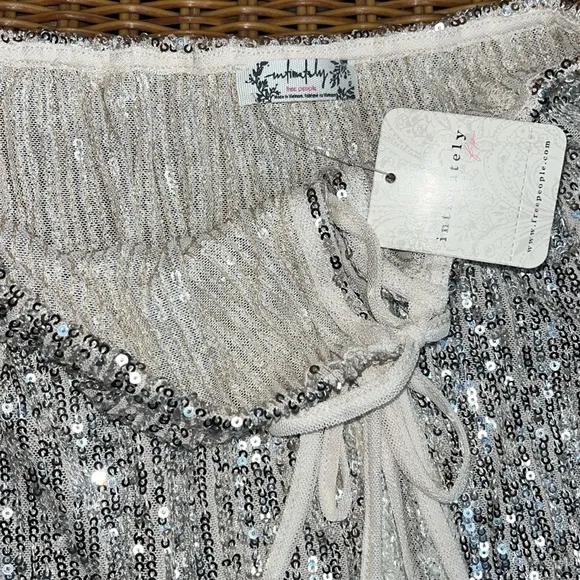 FREE PEOPLE Rush Half Slip Mini Skirt Silver Combo NWT