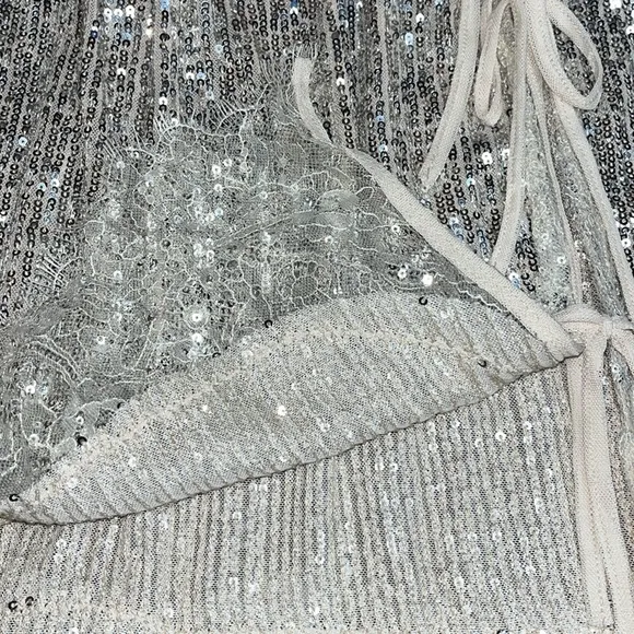 FREE PEOPLE Rush Half Slip Mini Skirt Silver Combo NWT