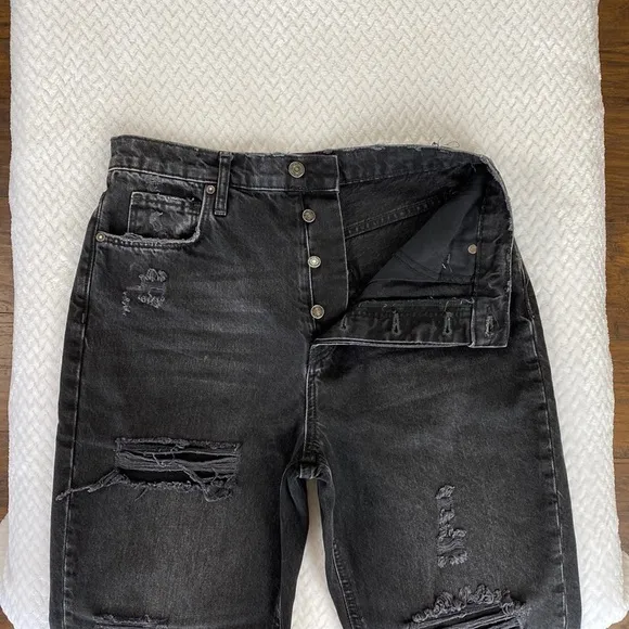 Free People We The Free Obsidian Distressed Tapered Baggy Boyfriend Jeans
