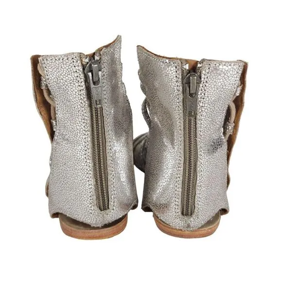 Free People Women's Juliette US7,5 EU38 Silver Metallic Lace Gladiator Sandals