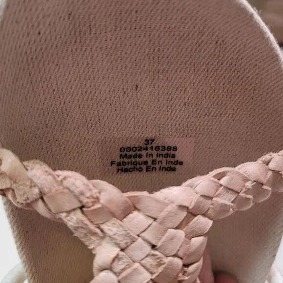 Free People Womens Sz 6.5 Denali Woven Footbed Sandals Neutral Earthy Shoes Boho