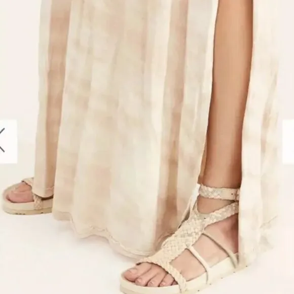 Free People Womens Sz 6.5 Denali Woven Footbed Sandals Neutral Earthy Shoes Boho