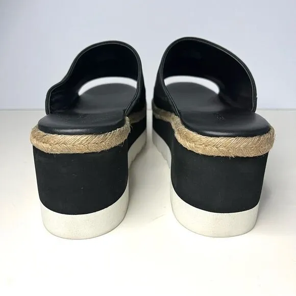 Free People Santorini Espadrille Platform Leather Sandals Black 7.5 New In Box