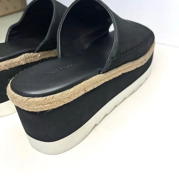 Free People Santorini Espadrille Platform Leather Sandals Black 7.5 New In Box