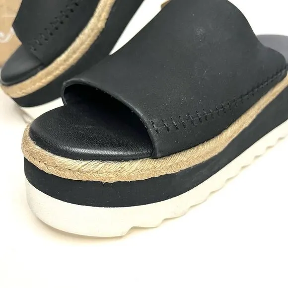 Free People Santorini Espadrille Platform Leather Sandals Black 7.5 New In Box