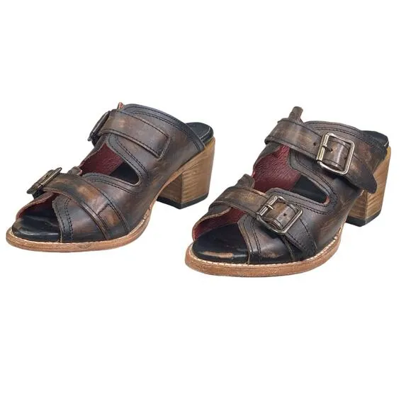 Freebird By Steven Women’s Caprice Brown Distressed Slide Sandal Size US 8