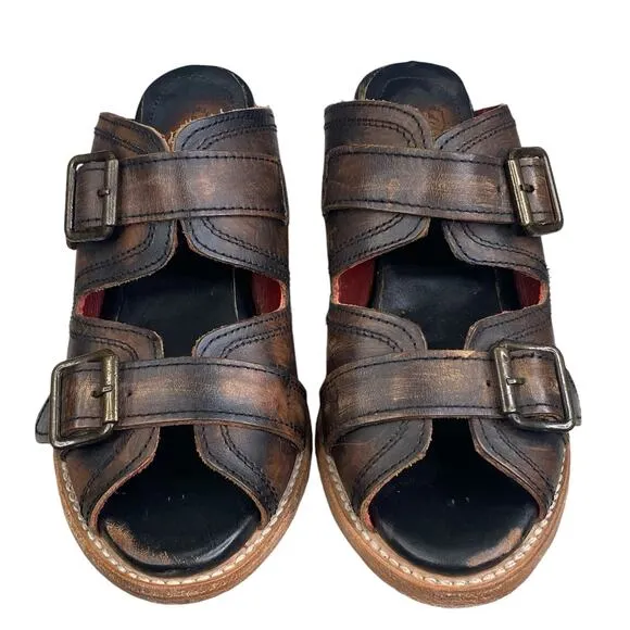Freebird By Steven Women’s Caprice Brown Distressed Slide Sandal Size US 8