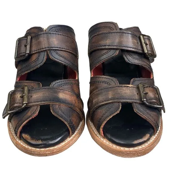Freebird By Steven Women’s Caprice Brown Distressed Slide Sandal Size US 8