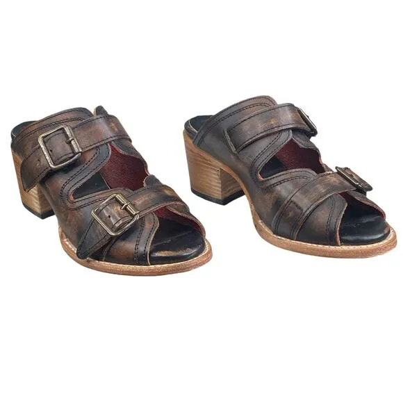 Freebird By Steven Women’s Caprice Brown Distressed Slide Sandal Size US 8