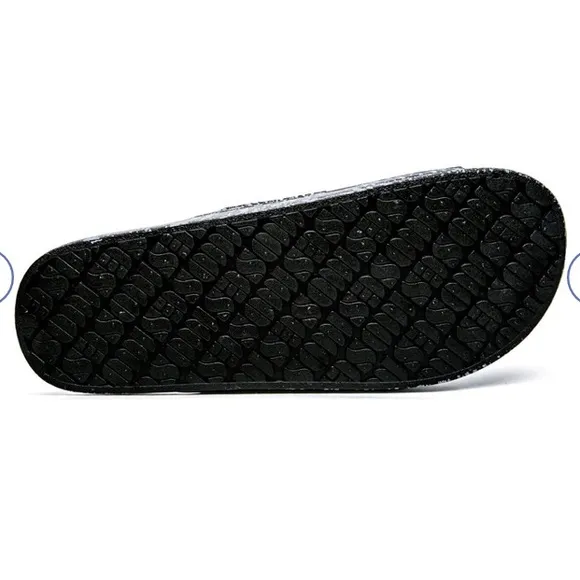 FREEDOM MOSES Two Band Slide Sandals - Black Splatter