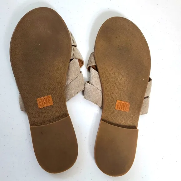 Frye Carla Suede Criss Cross Slip-On Sandals in Ash