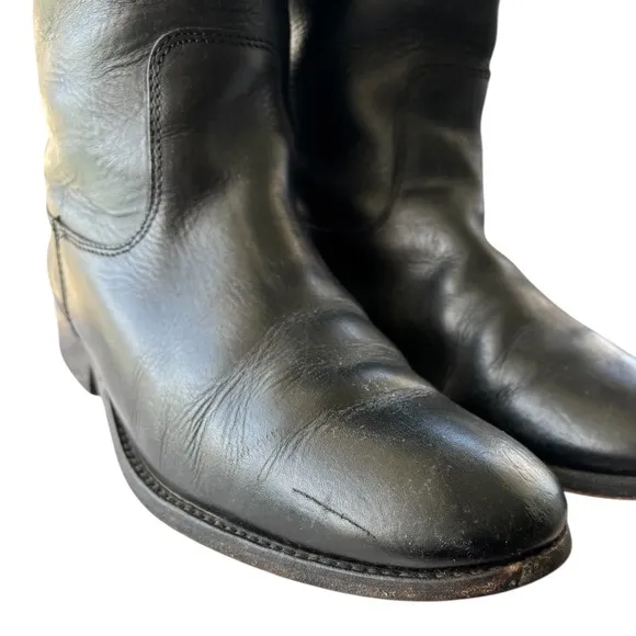 FRYE | Melissa Logo Black/Brown Tall Boots | Size 8.5