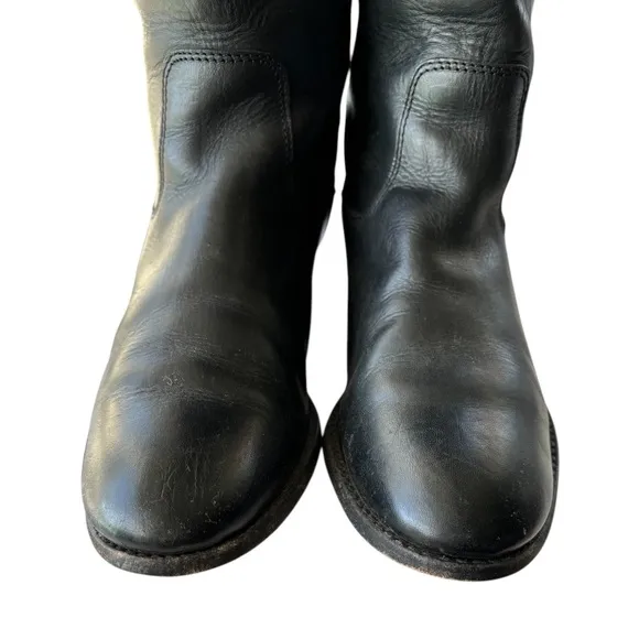 FRYE | Melissa Logo Black/Brown Tall Boots | Size 8.5