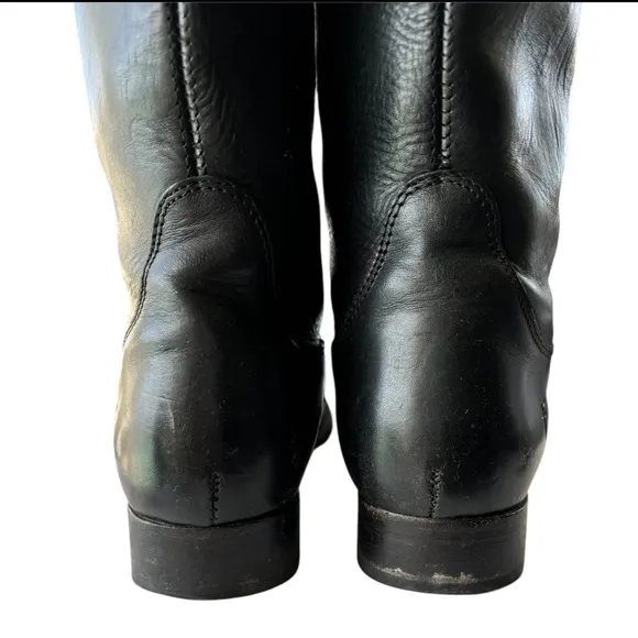 FRYE | Melissa Logo Black/Brown Tall Boots | Size 8.5