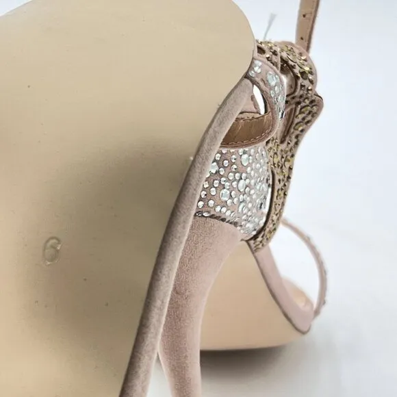 FSJ Champagne Wedding Shoes Rhinestone Stiletto Heels Bridal Sandals