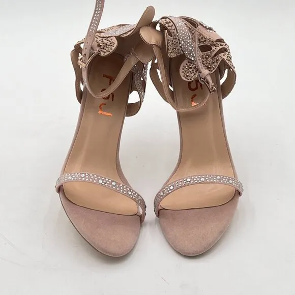 FSJ Champagne Wedding Shoes Rhinestone Stiletto Heels Bridal Sandals