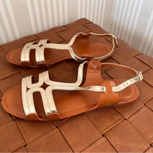 Furla Carmen Vittello Sandals Color Oro Women’s Size 36.5 (US 6) Italy