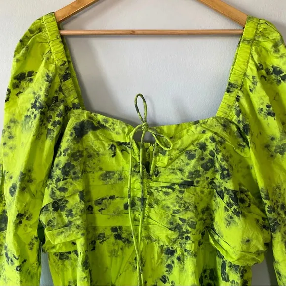Ganni Floral-Print Organic-Cotton Mini Dress Size 4X/24 NWOT