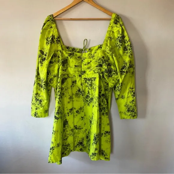 Ganni Floral-Print Organic-Cotton Mini Dress Size 4X/24 NWOT