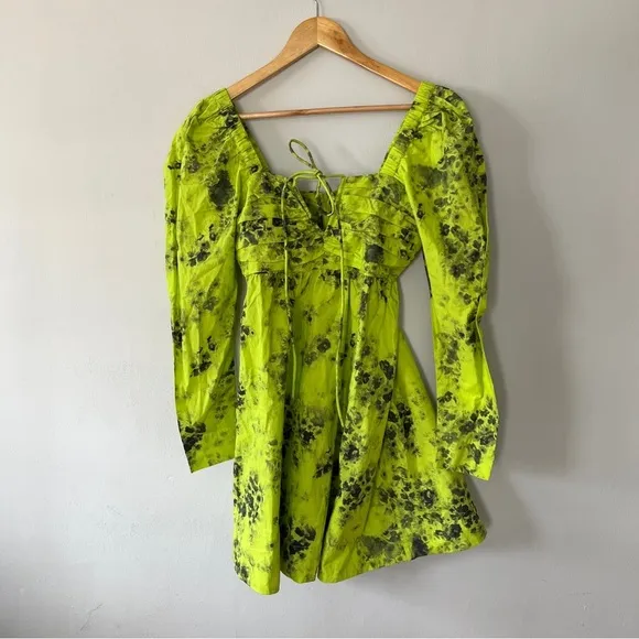 Ganni Floral-Print Organic-Cotton Mini Dress Size US 0 NWOT