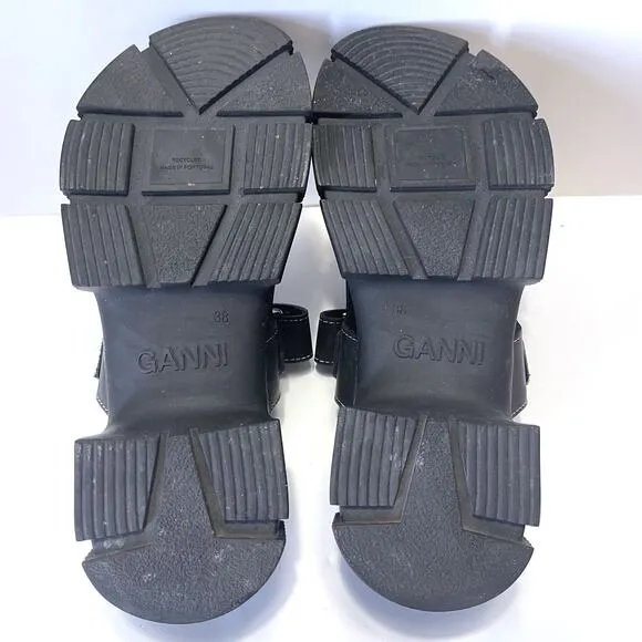 GANNI Recycled Rubber Chunky Sandals in Black Size 38/8