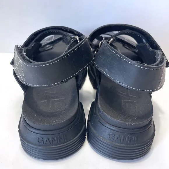 GANNI Recycled Rubber Chunky Sandals in Black Size 38/8