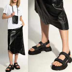 GANNI Recycled Rubber Chunky Sandals in Black Size 38/8