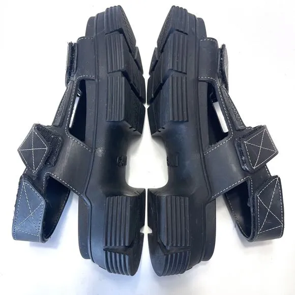 GANNI Recycled Rubber Chunky Sandals in Black Size 38/8