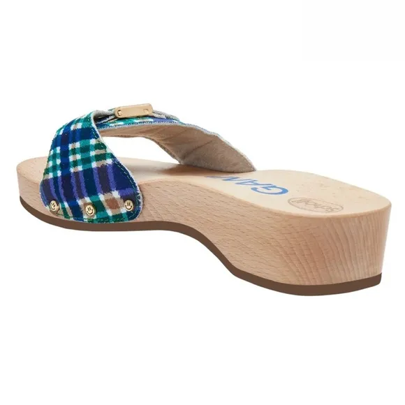 GANNI x Dr. Scholl Wooden Clog Mule Sandals Blue Iris Size 10