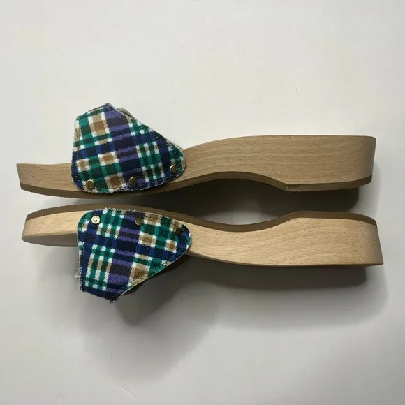 GANNI x Dr. Scholl Wooden Clog Mule Sandals Blue Iris Size 10