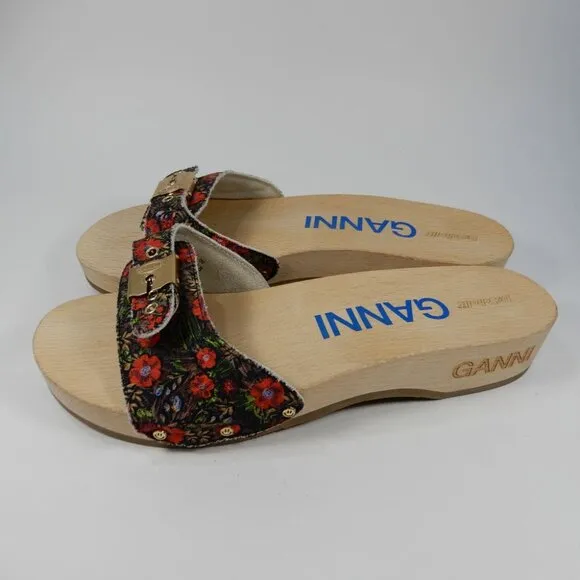 GANNI X Dr. Scholl's Original Clog Sandals Size 9 Floral Beet Red Retro NEW $225