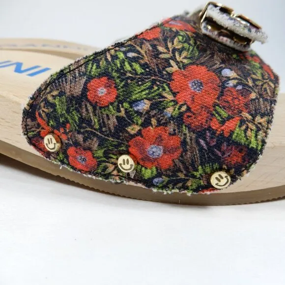GANNI X Dr. Scholl's Original Clog Sandals Size 9 Floral Beet Red Retro NEW $225