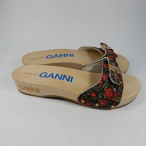 GANNI X Dr. Scholl's Original Clog Sandals Size 9 Floral Beet Red Retro NEW $225