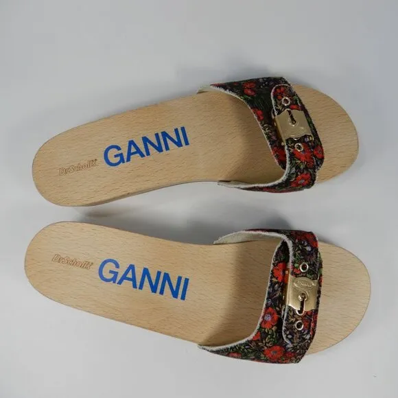 GANNI X Dr. Scholl's Original Clog Sandals Size 9 Floral Beet Red Retro NEW $225