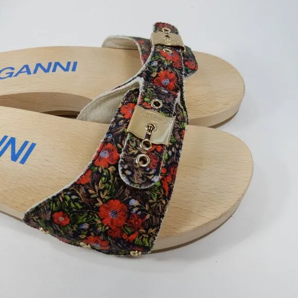 GANNI X Dr. Scholl's Original Clog Sandals Size 9 Floral Beet Red Retro NEW $225
