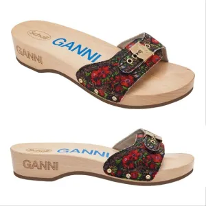 GANNI X Dr. Scholl's Original Clog Sandals Size 9 Floral Beet Red Retro NEW $225
