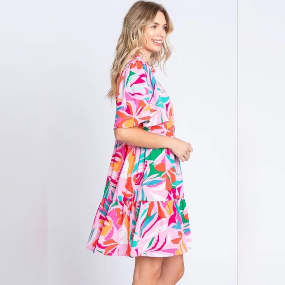 GeeGee Floral Ruffled Mini Dress