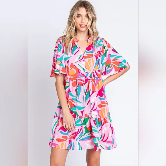 GeeGee Floral Ruffled Mini Dress