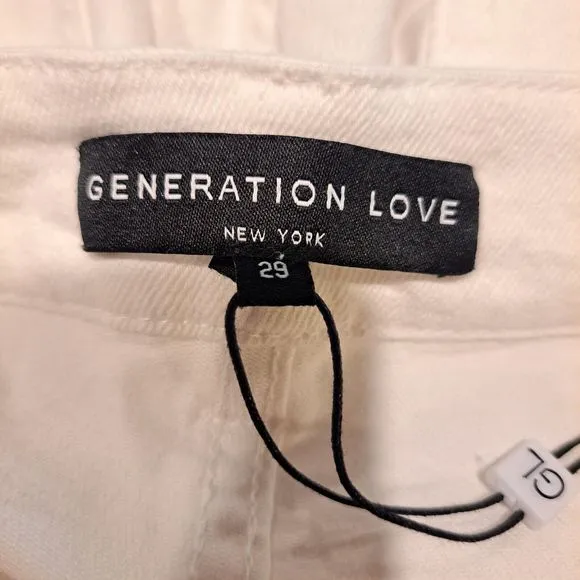 Generation Love Revolve Women's Vita Pearl Embellished Denim Shorts White 29 NWT