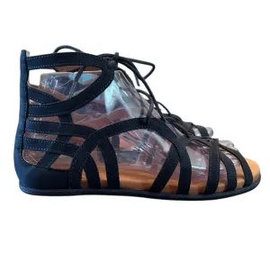 Gentle Souls Break My Heart Navy Suede  Lace Up Gladiator Flat Sandals Size 7