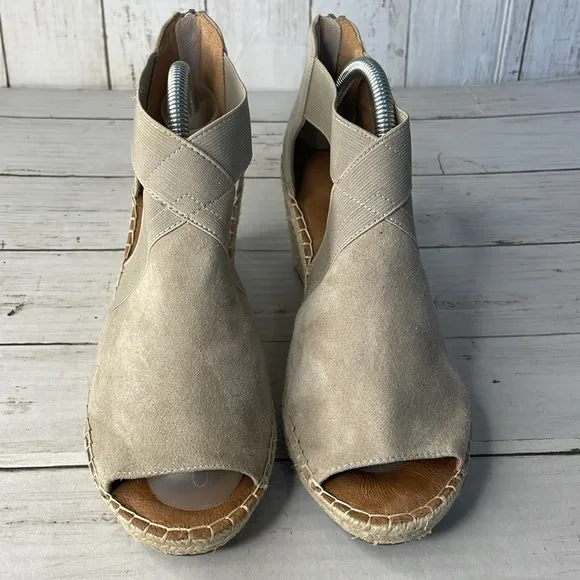 Gentle Souls by Kenneth Cole Charli Crisscross Espadrille Wedge Taupe Sandals
