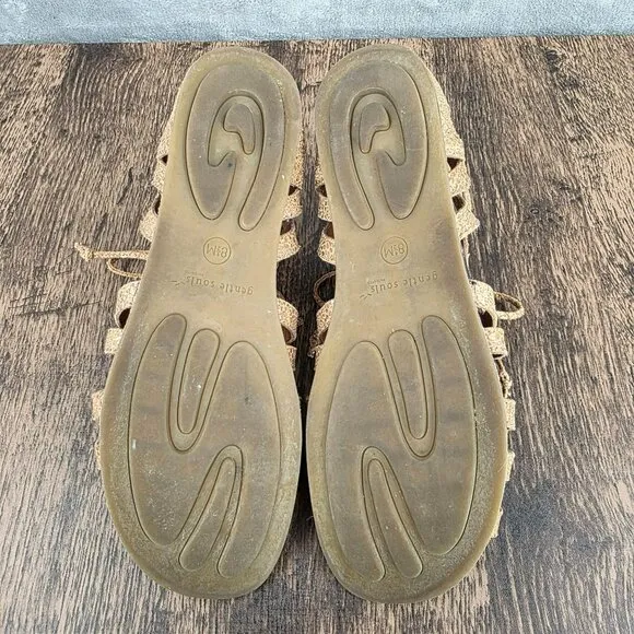 Gentle Souls Kenneth Cole Break My Heart Sandals 8.5 M Gold Leather Gladiator