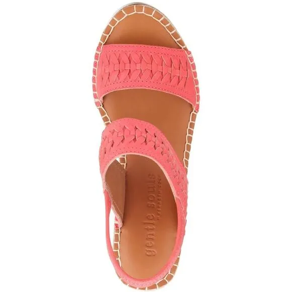 Gentle Souls Women's Leather Slingback Wedge Sandals, Pink Size 10M