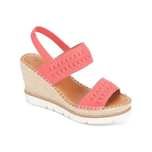 Gentle Souls Women's Leather Slingback Wedge Sandals, Pink Size 10M
