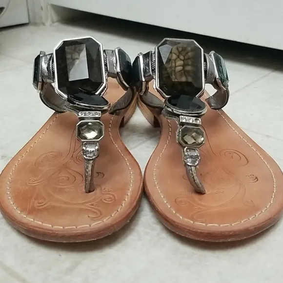 GEOX Italian Leather Embellished Dressy Sandals